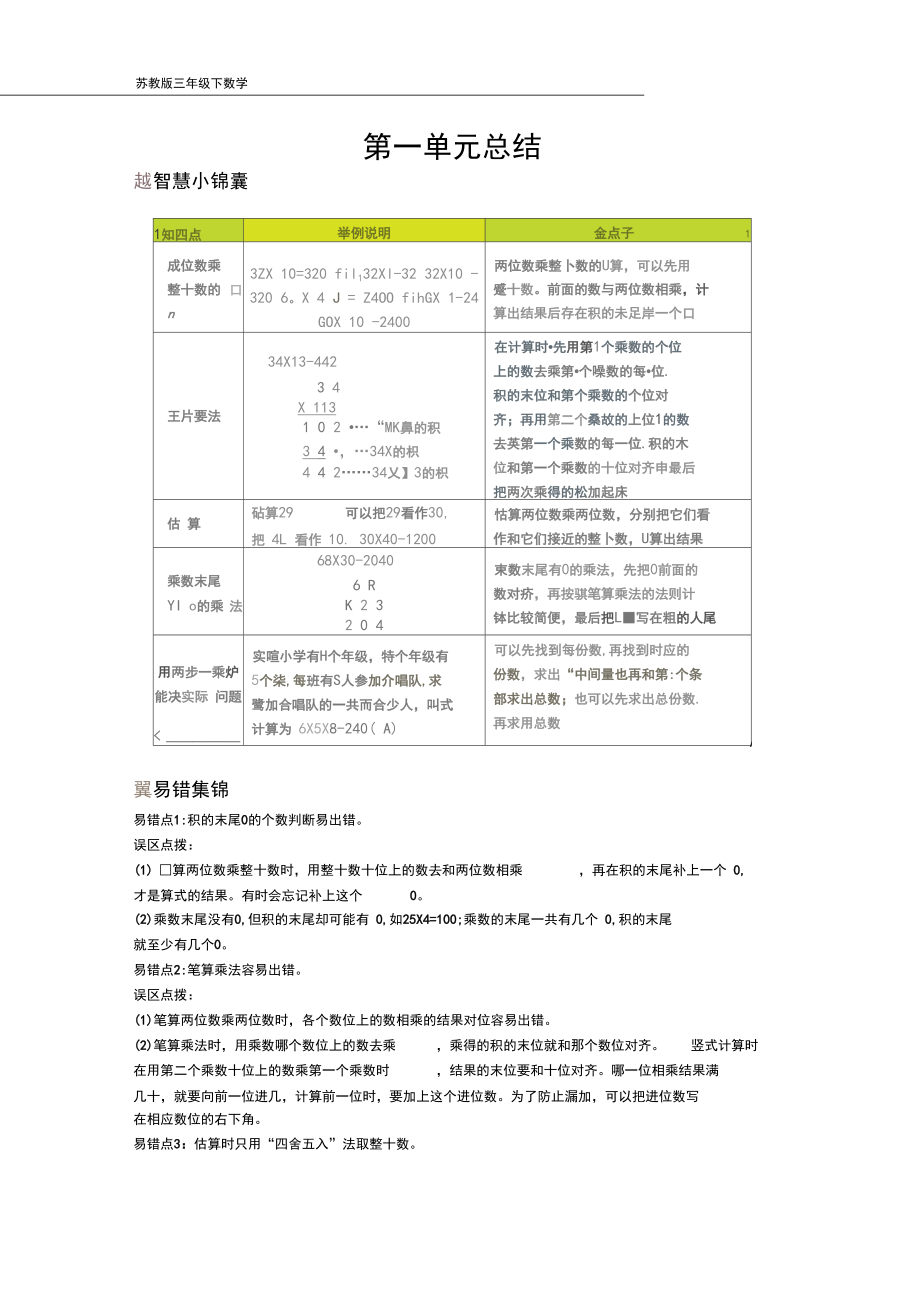 2020春苏教版数学三年级下册第10单元本册知识清单.docx_第1页