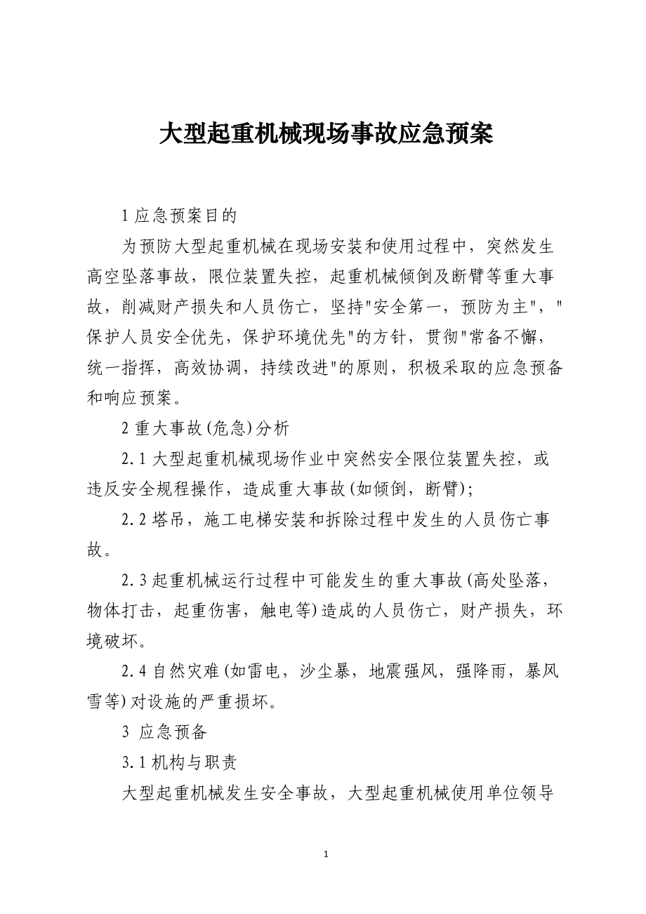 大型起重机械现场事故应急预案.docx_第1页