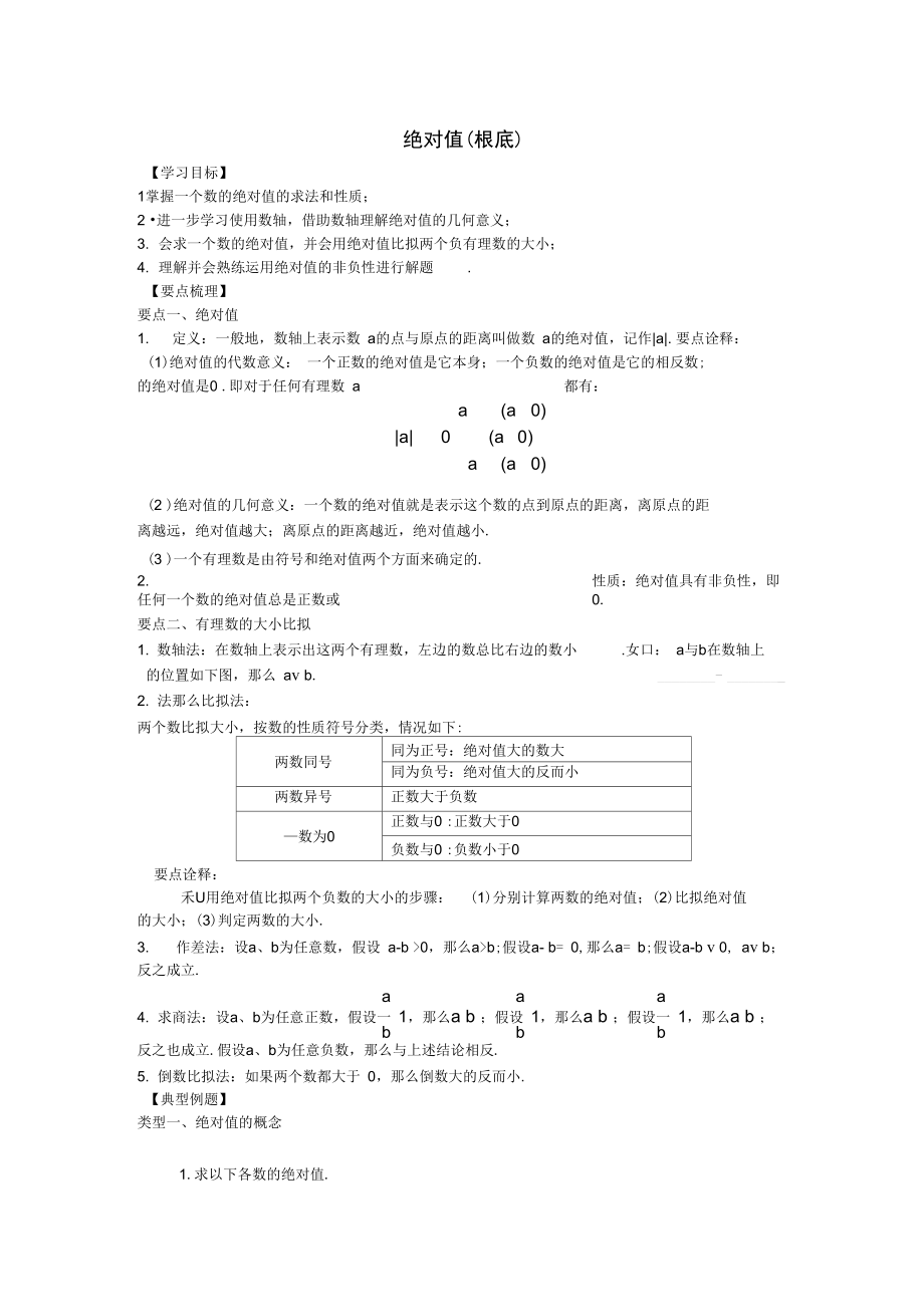 绝对值(基础)知识讲解.docx_第1页