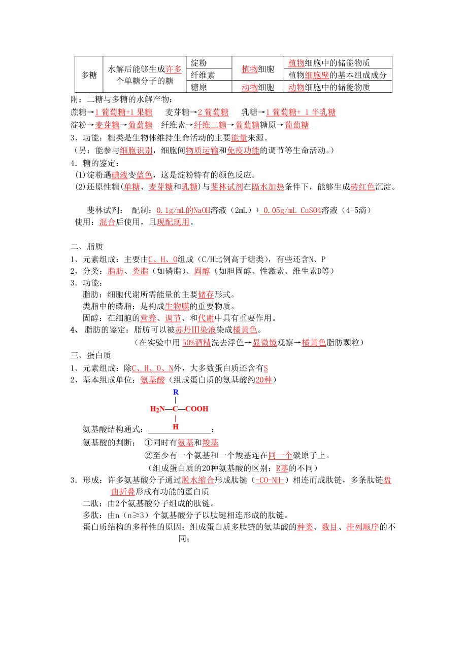 高中生物必修1复习提纲(旧版).doc_第3页