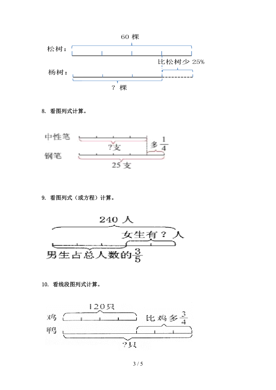 北京版六年级数学上册看图列方程计算周末专项练习.doc_第3页