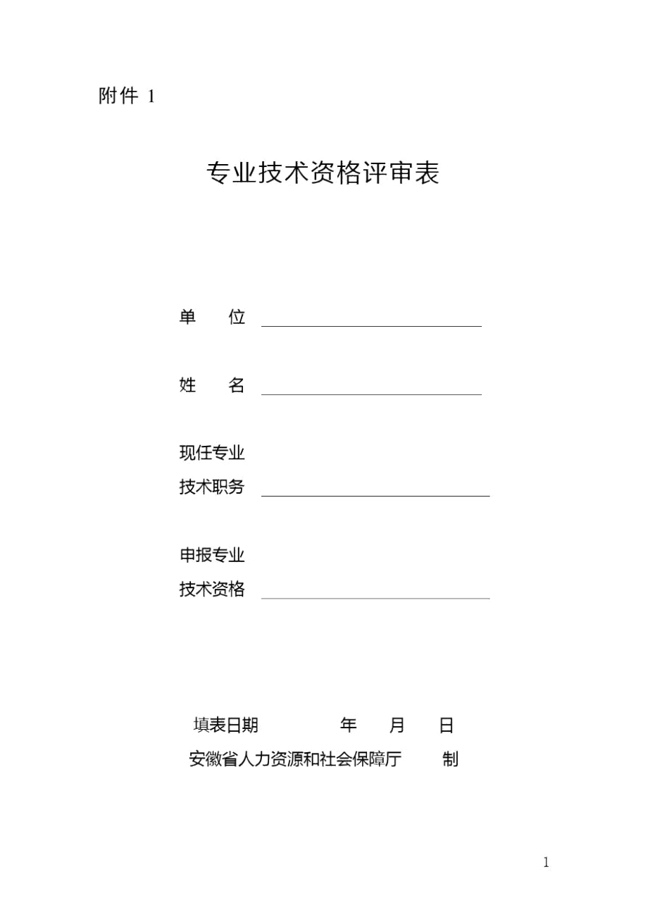 2020年度环境保护工程专业高级工程师技术资格评审表.docx_第1页