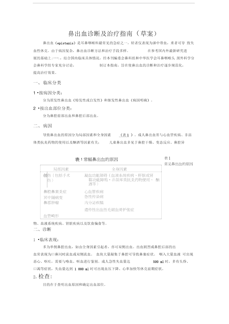 鼻出血诊断及治疗指南(草案).doc_第1页