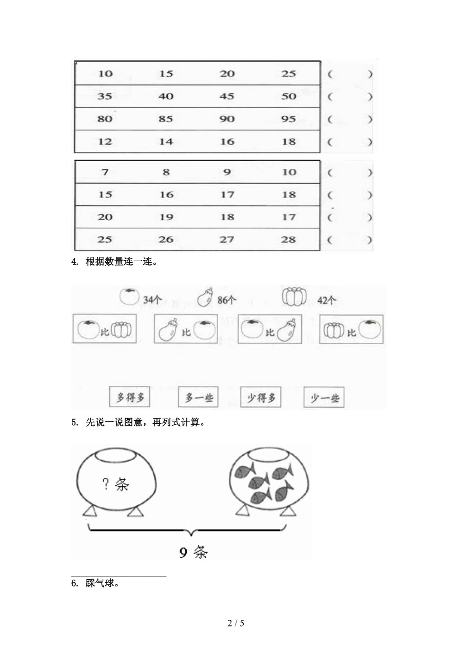 北师大版2021一年级数学上册看图列式计算专项综合.doc_第2页