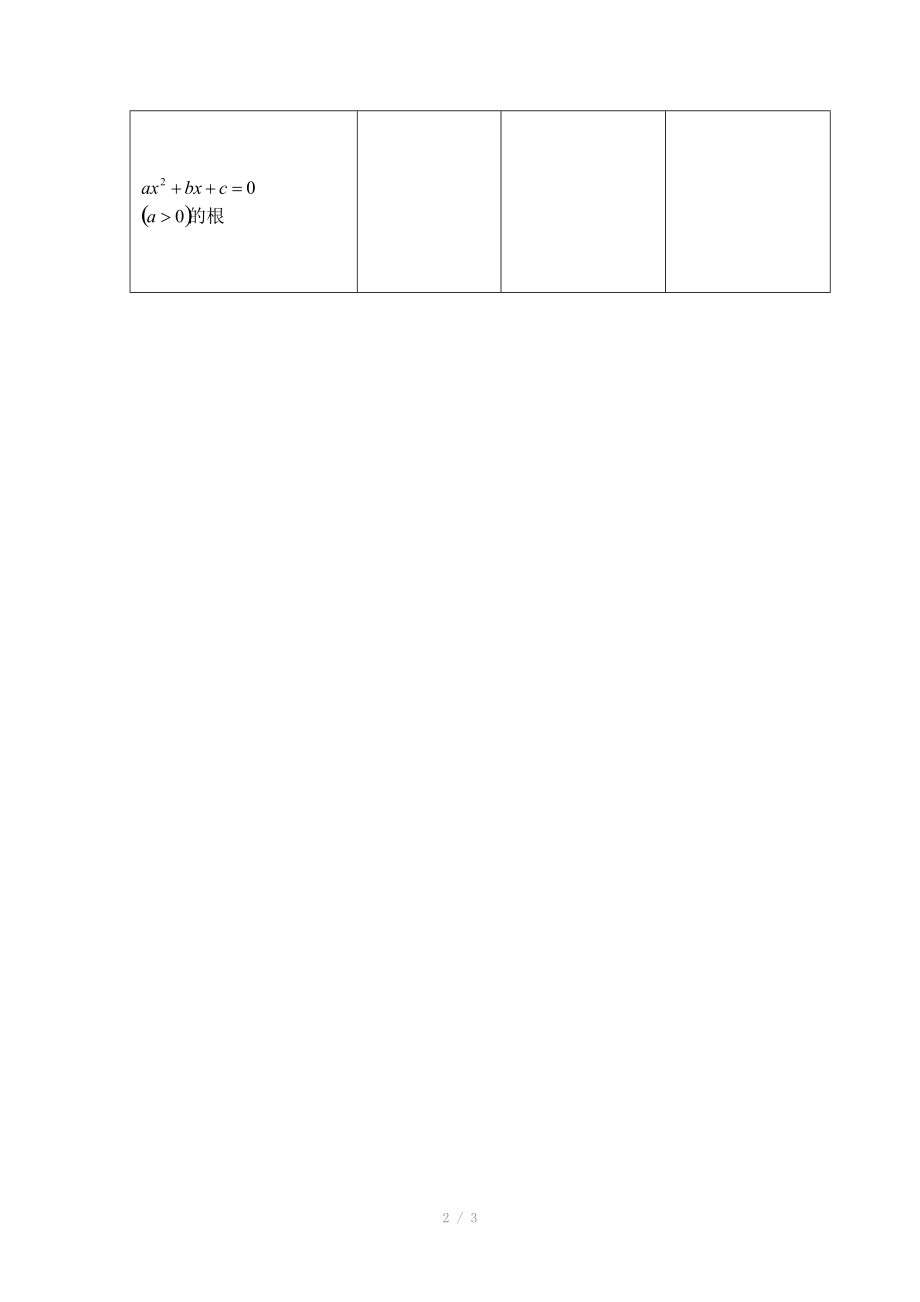 人教版数学必修五（文）学案：3.2一元二次不等式及其解法.doc_第2页