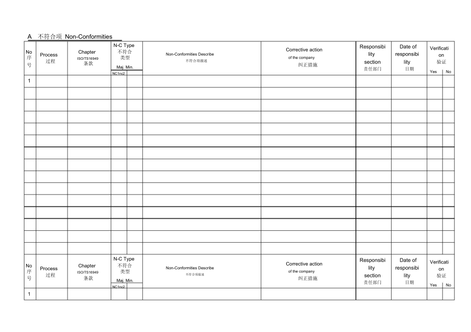 不符合项纠正措施空表.docx_第1页