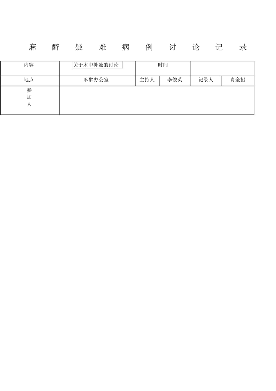 麻醉疑难病例讨论记录.doc_第1页