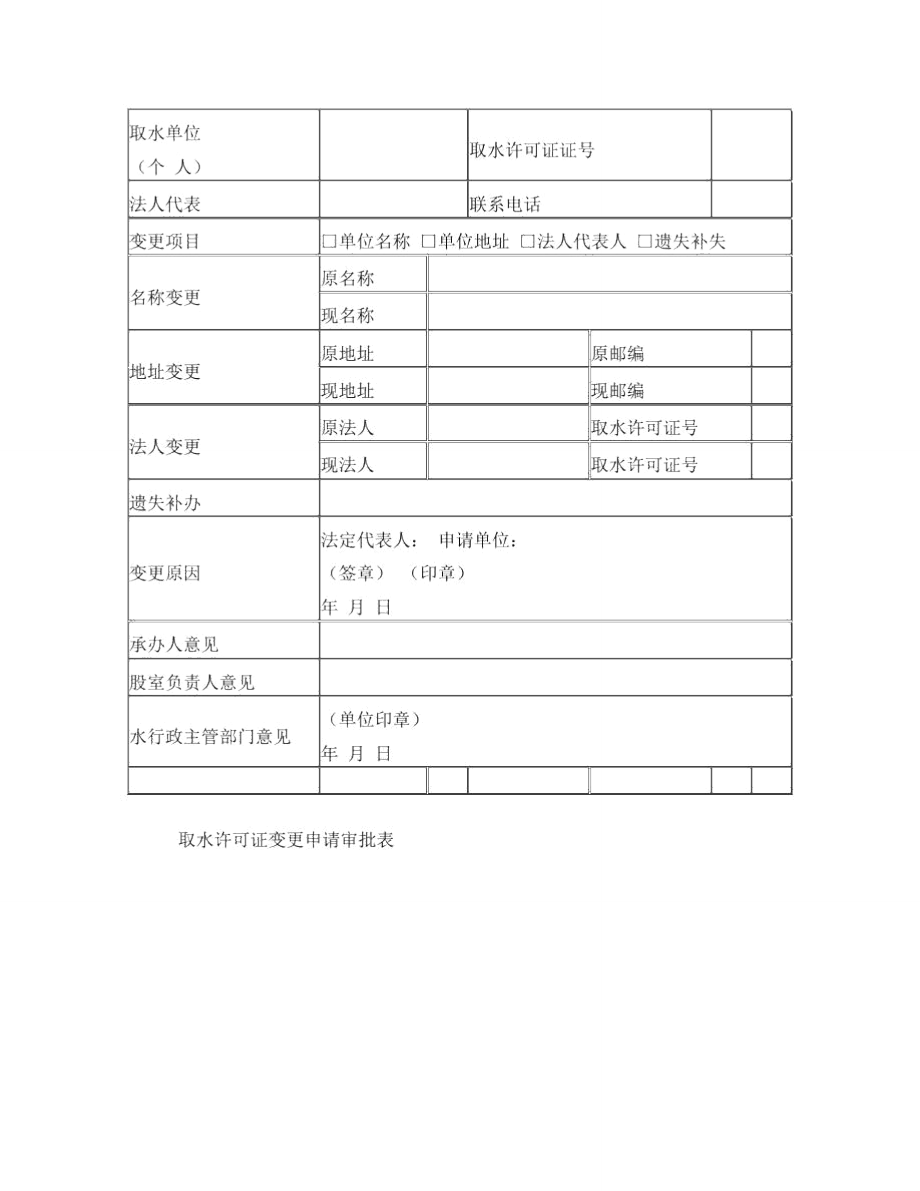 取水许可证变更申请审批表.doc_第1页