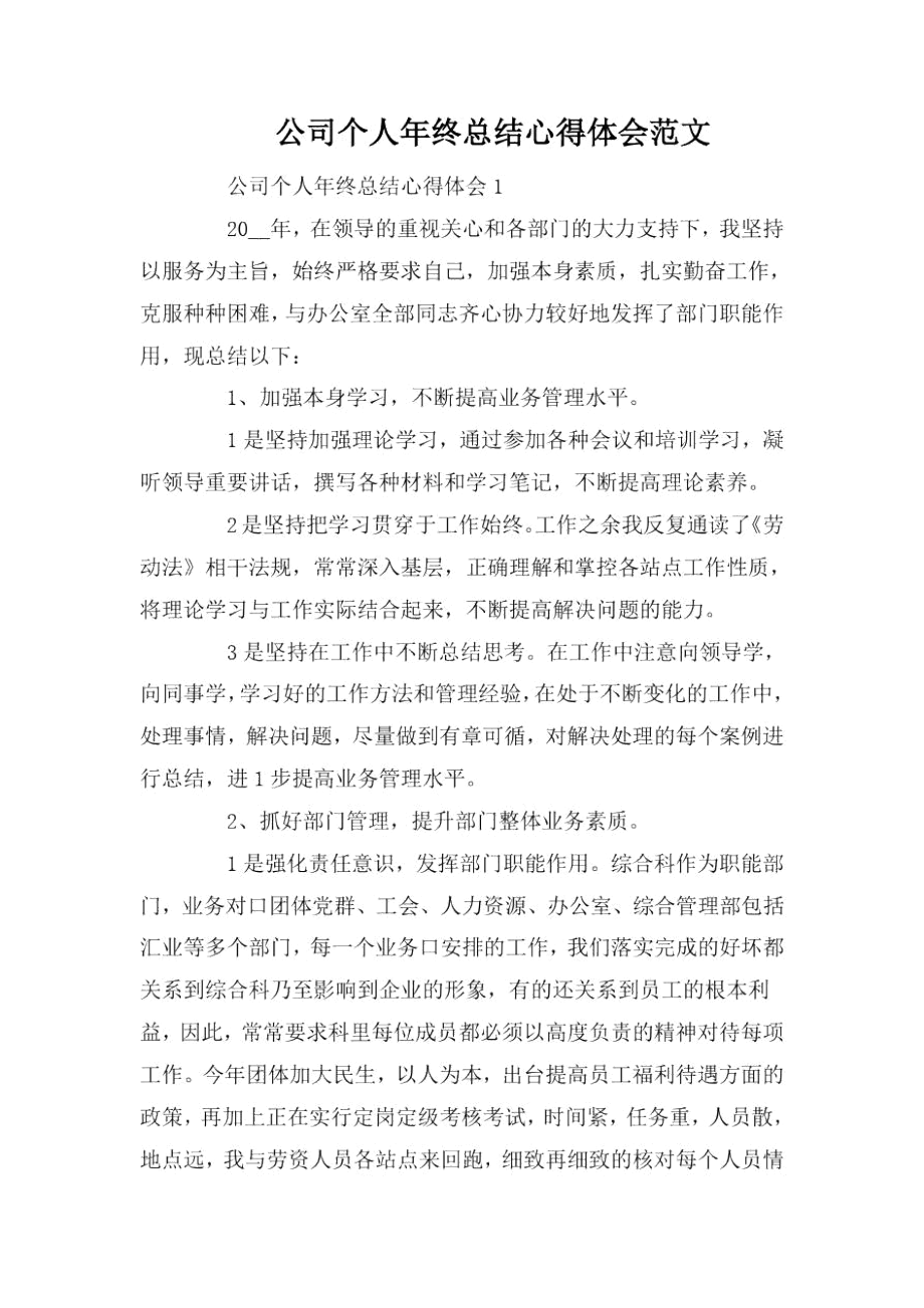 公司个人年终总结心得体会范文.docx_第1页