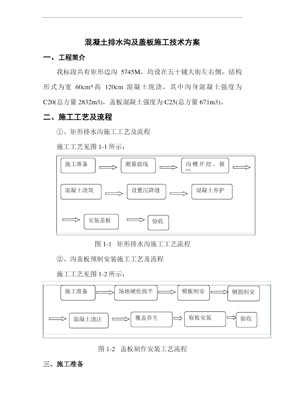 公路混凝土排水沟及盖板施工具体方案.docx_第1页