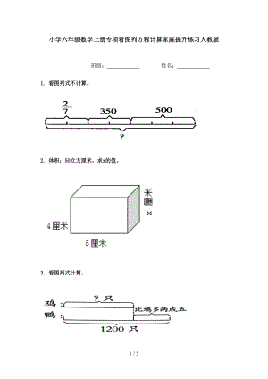 小学六年级数学上册专项看图列方程计算家庭提升练习人教版.doc