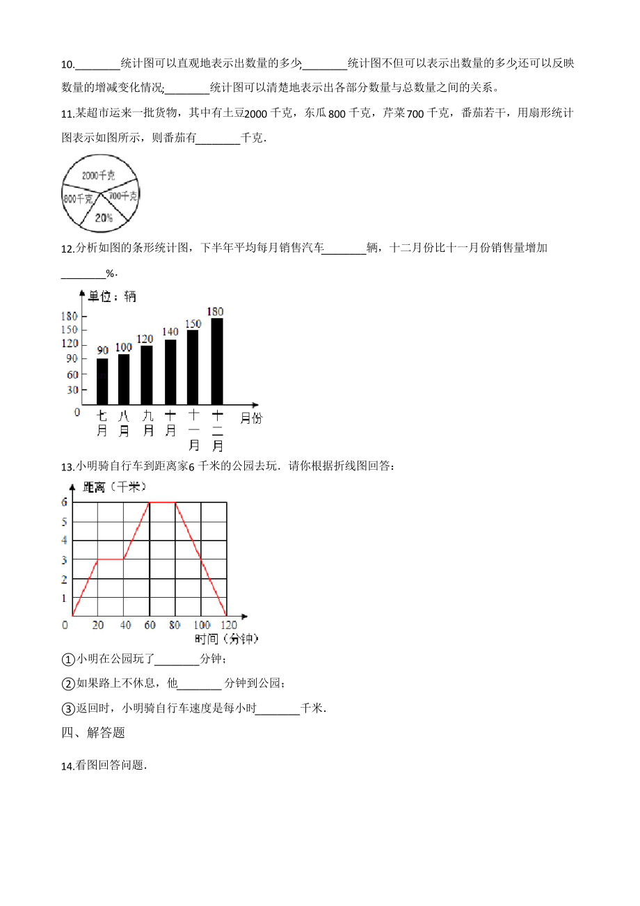 四年级下册数学单元测试-8.折线统计图 青岛版(五四)(含答案).docx_第2页