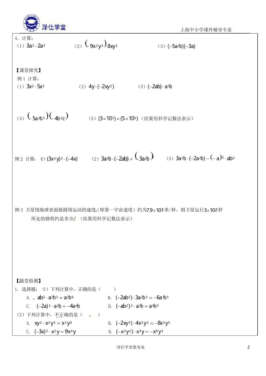 整式的乘法讲义沈上楠.docx_第2页