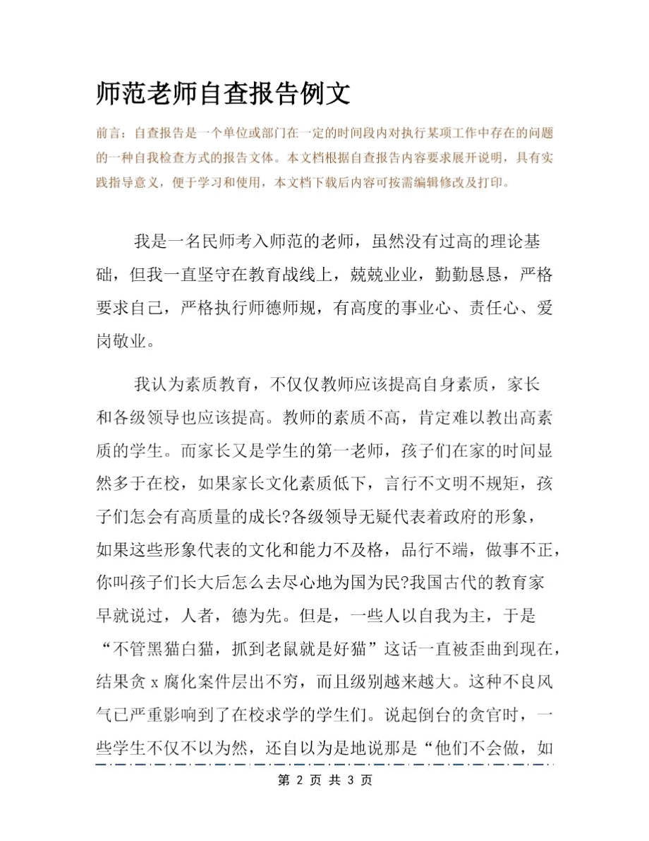 师范老师自查报告例文.doc_第2页