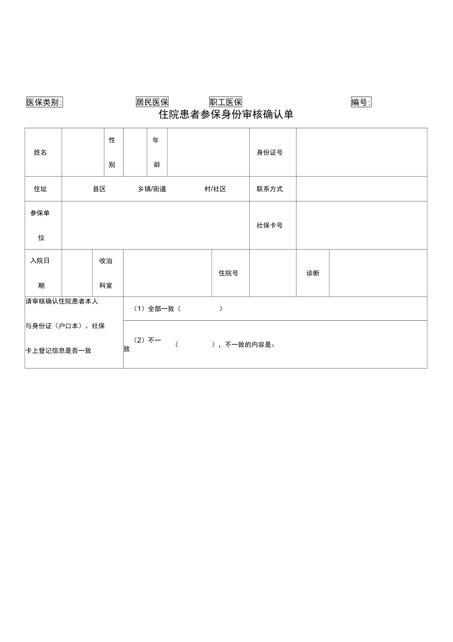 住院患者参保身份审核确认单.doc_第1页