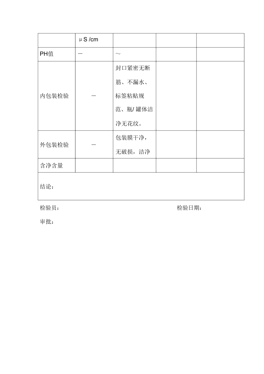 纯净水出厂检验报告书表格模板格式.doc_第2页