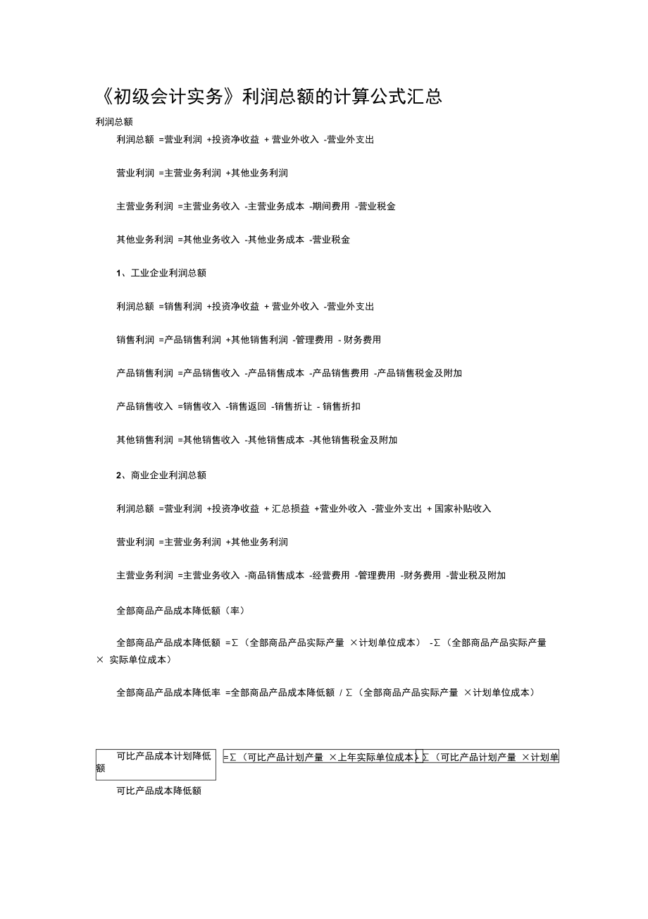 初级会计实务利润总额计算公式汇总.doc_第1页