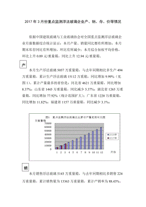 2017年3月份重点监测浮法玻璃企业产销存价等情况.doc