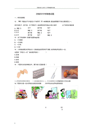 山东省济南市中考物理真题试题含答案.docx