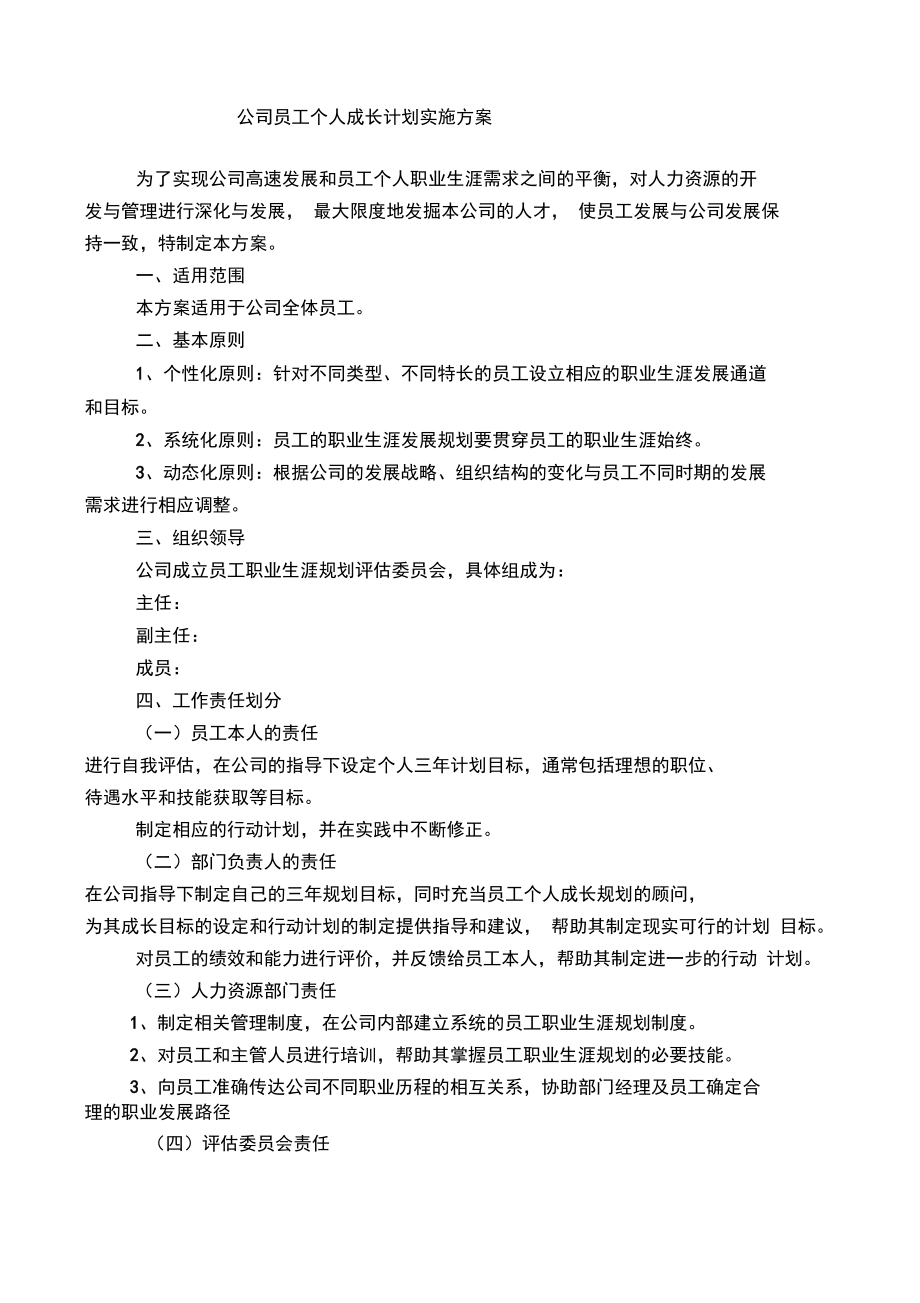 公司员工个人成长计划实施方案.doc_第1页