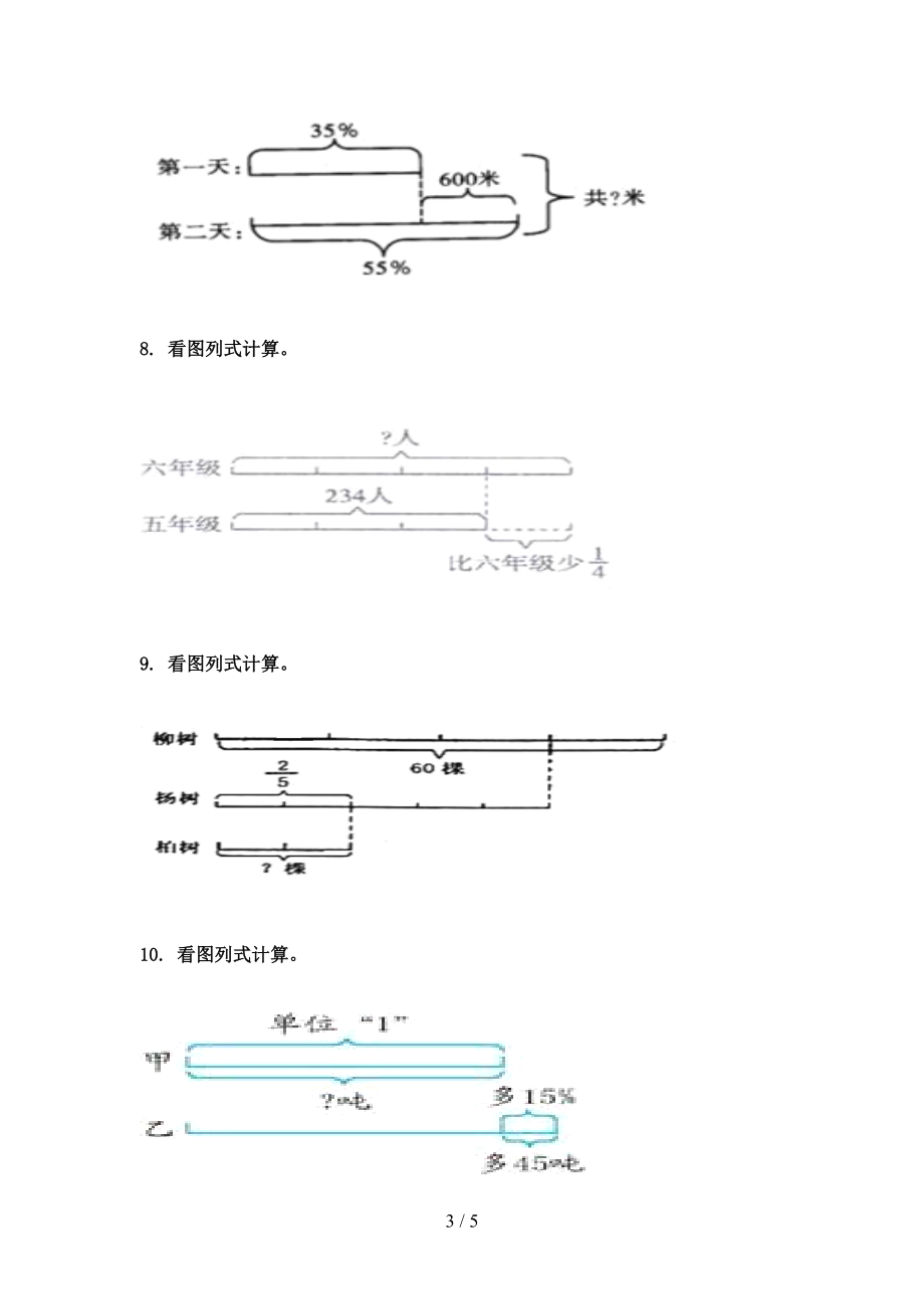 2021年六年级数学上学期看图列方程计算专项摸底人教版.doc_第3页