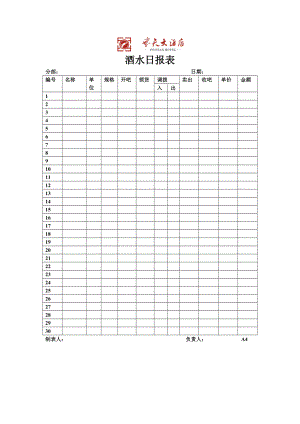 飞天大酒店酒水日报表.docx