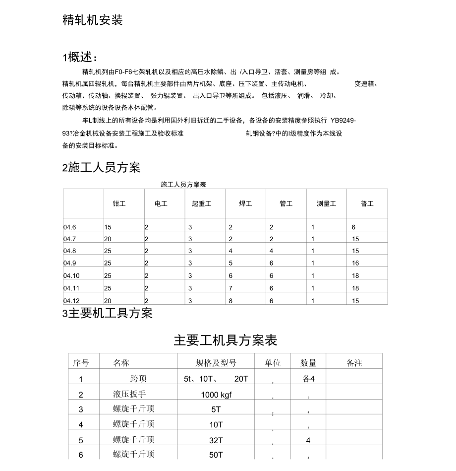 轧机安装工艺方案.docx_第1页