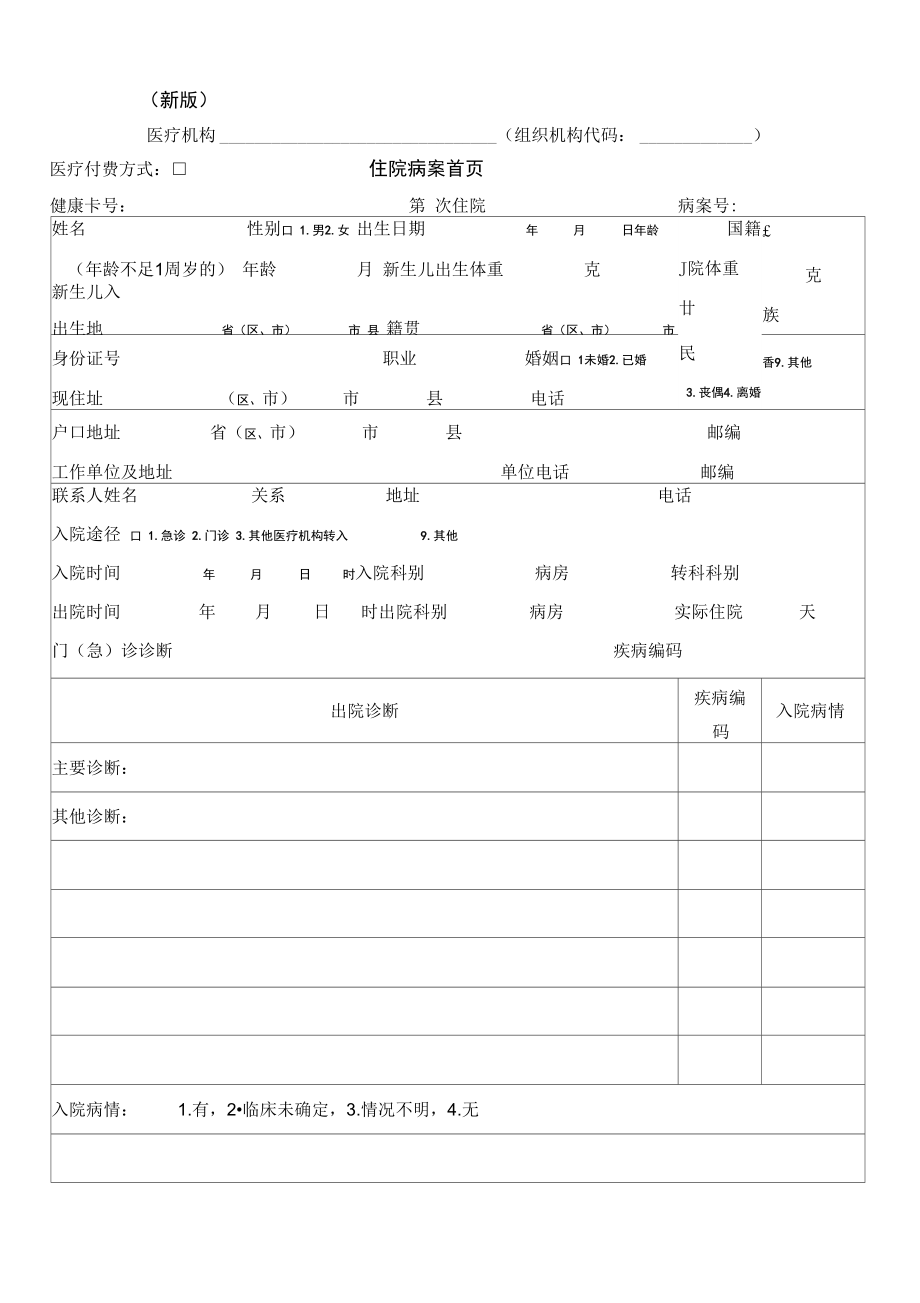 医院住院病案首页.doc_第1页