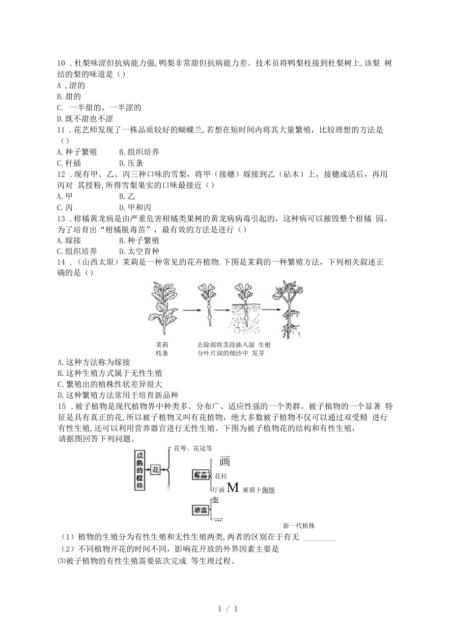 八年级生物下册：植物的生殖练习.docx_第3页