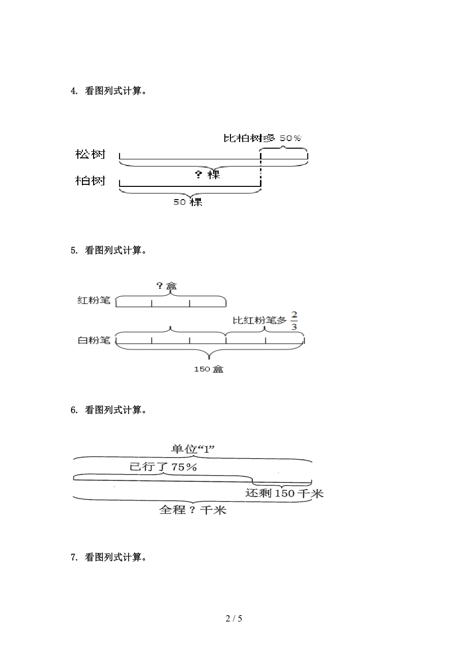 2021年六年级数学上学期看图列方程计算专项考题青岛版.doc_第2页