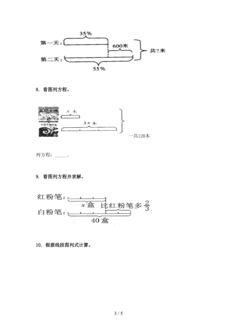 2021年六年级数学上学期看图列方程计算专项考题青岛版.doc_第3页