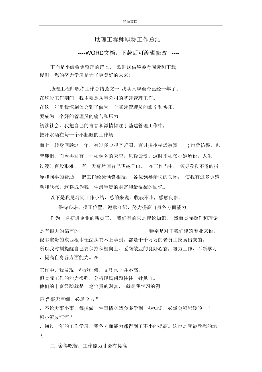 助理工程师职称工作总结.doc_第1页