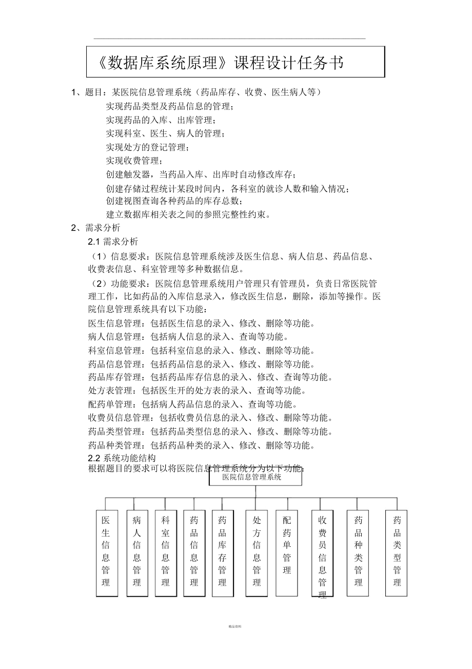 医院信息管理系统报告.docx_第1页