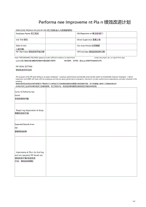 绩效改进计划-中英文模板.doc