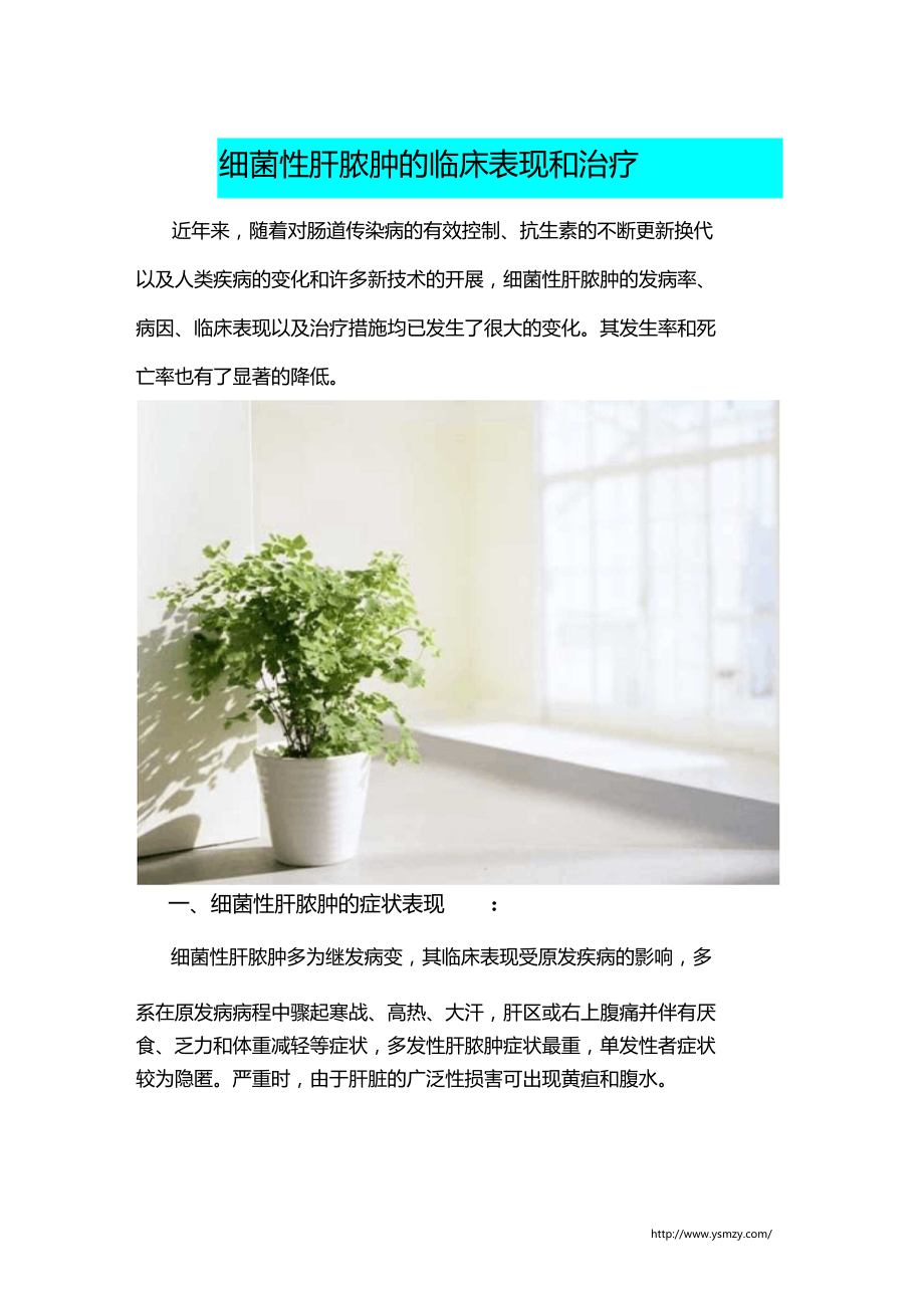 细菌性肝脓肿的临床表现和治疗.doc_第1页