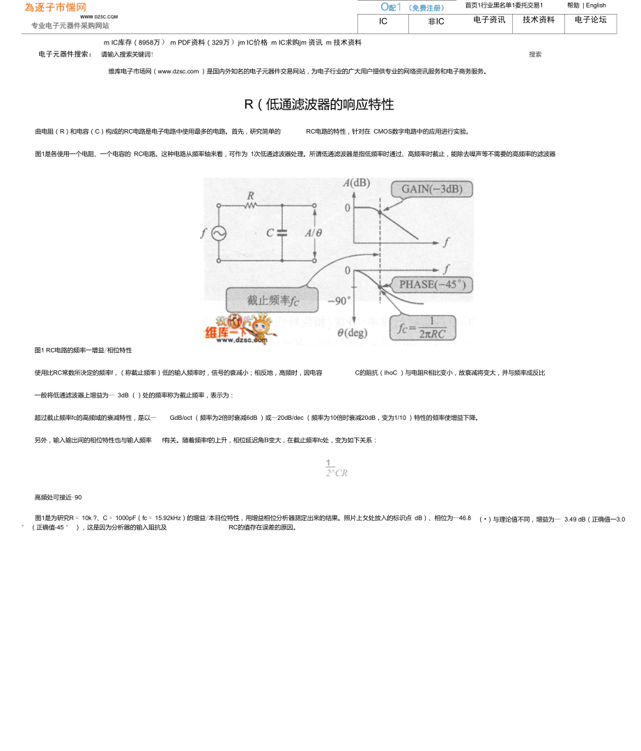 RC低通滤波器的响应特性.doc_第1页