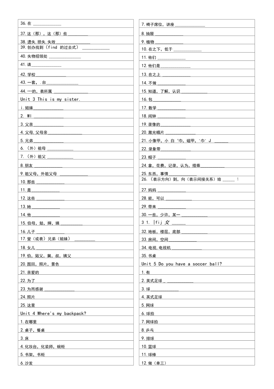 人教版七年级上册英语单词默写.docx_第2页