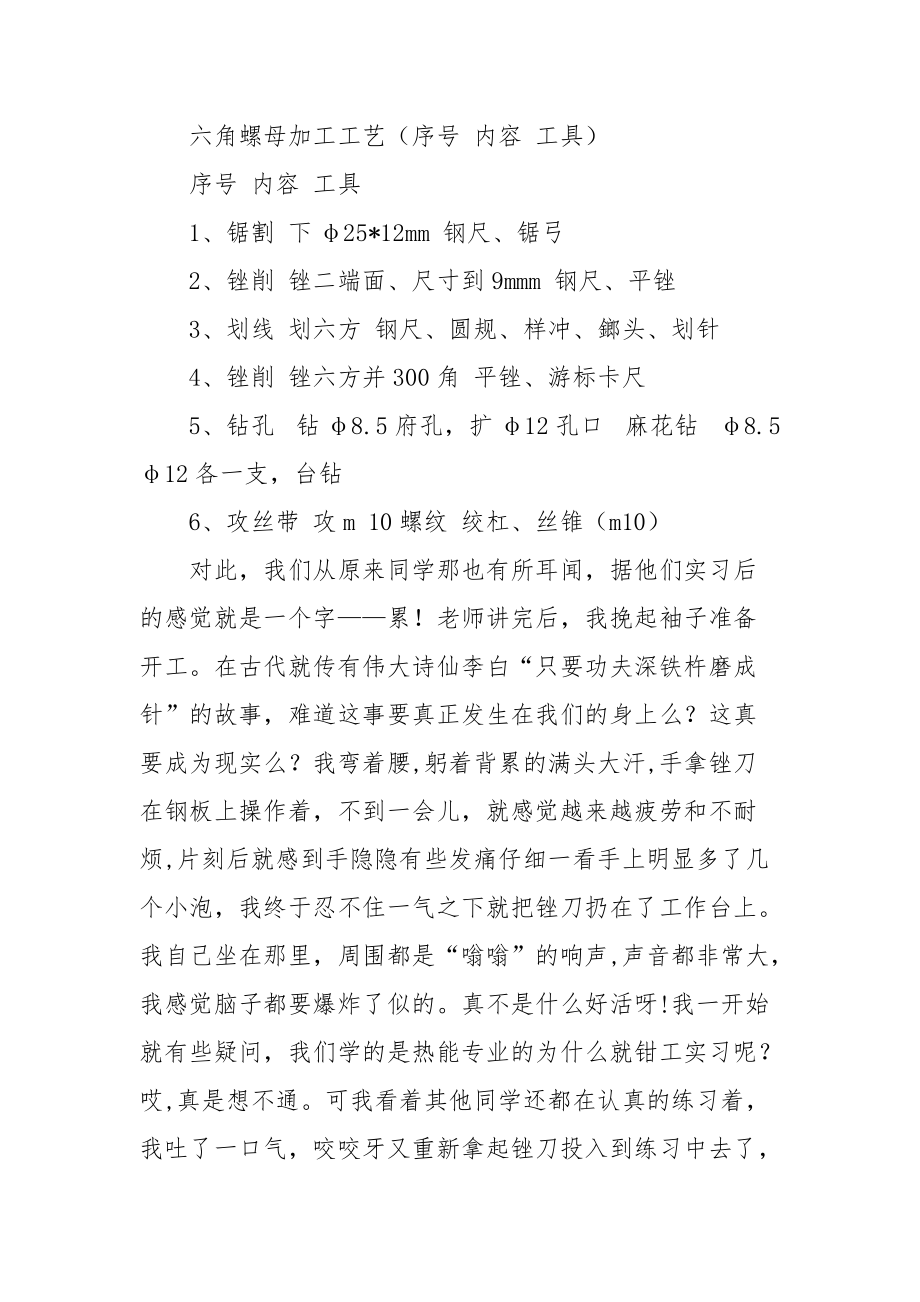 2021钳工实训报告范文.docx_第2页