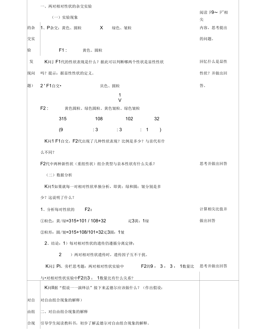 孟德尔的豌豆杂交实验二教学设计.doc_第3页