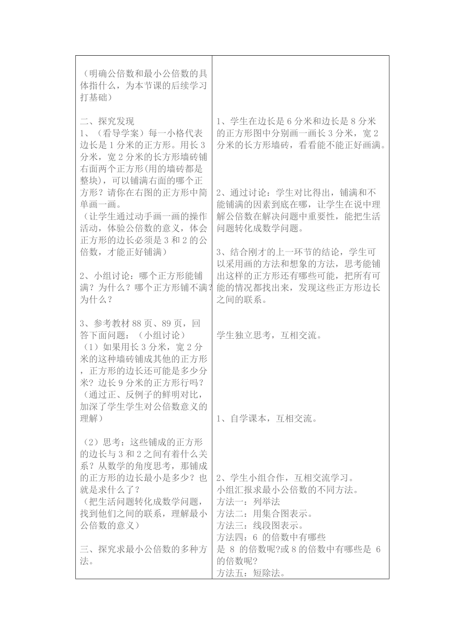 公倍数与最小公倍数导学案设计.docx_第2页