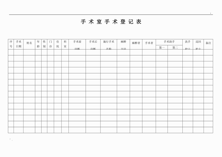 手 术 室 手 术 登 记 表.docx_第1页