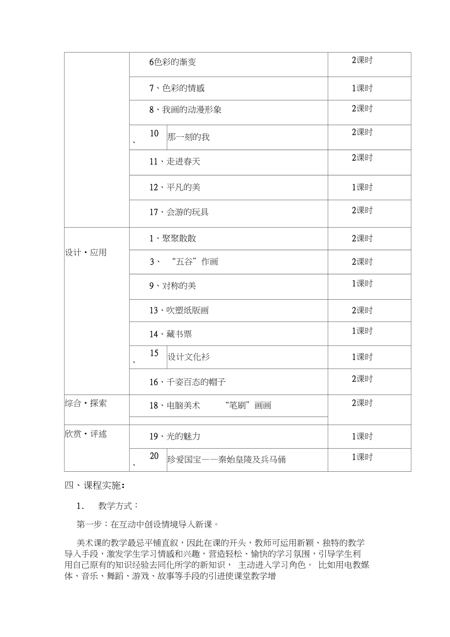 4小学四年级下册美术课程纲要.docx_第3页