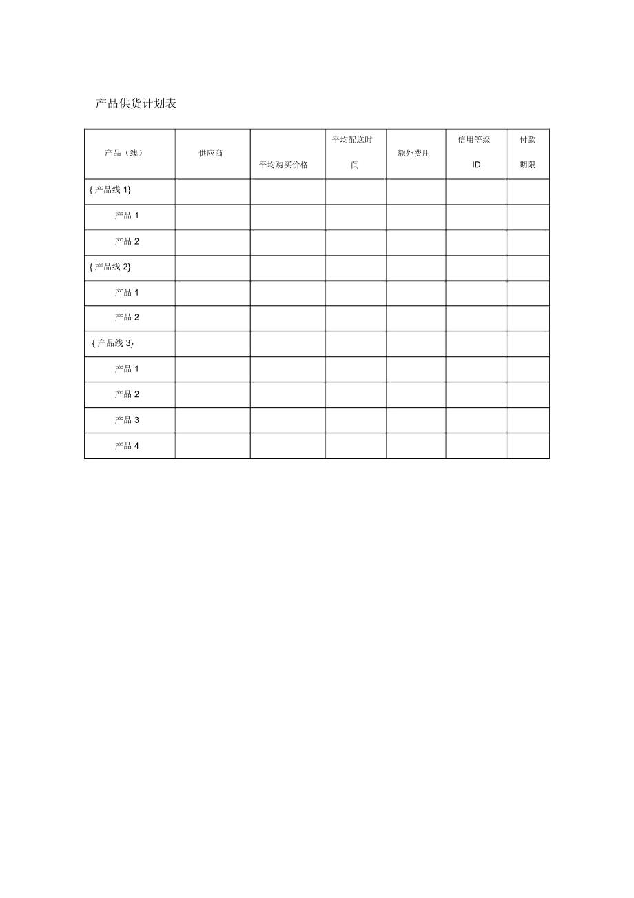 产品供货计划表(doc格式).docx_第1页