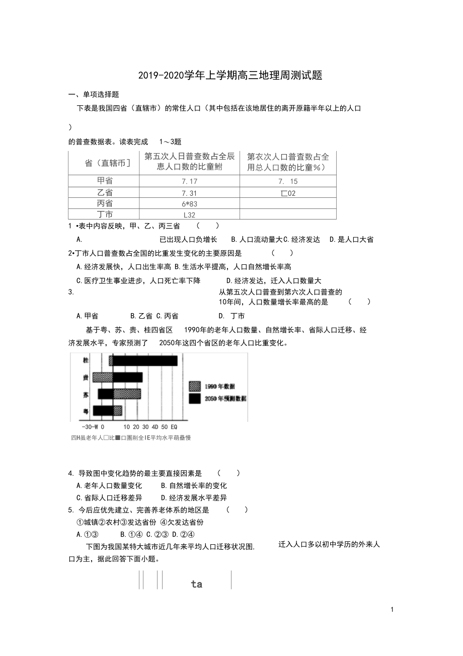 人教版高中地理必修2第一章第一节人口的数量变化习题(1).docx_第1页