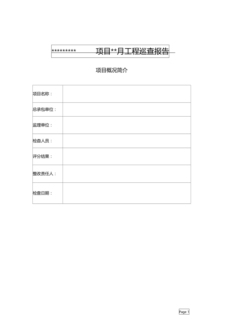 项目月度检查评价报告2013年5月版模板.doc_第1页