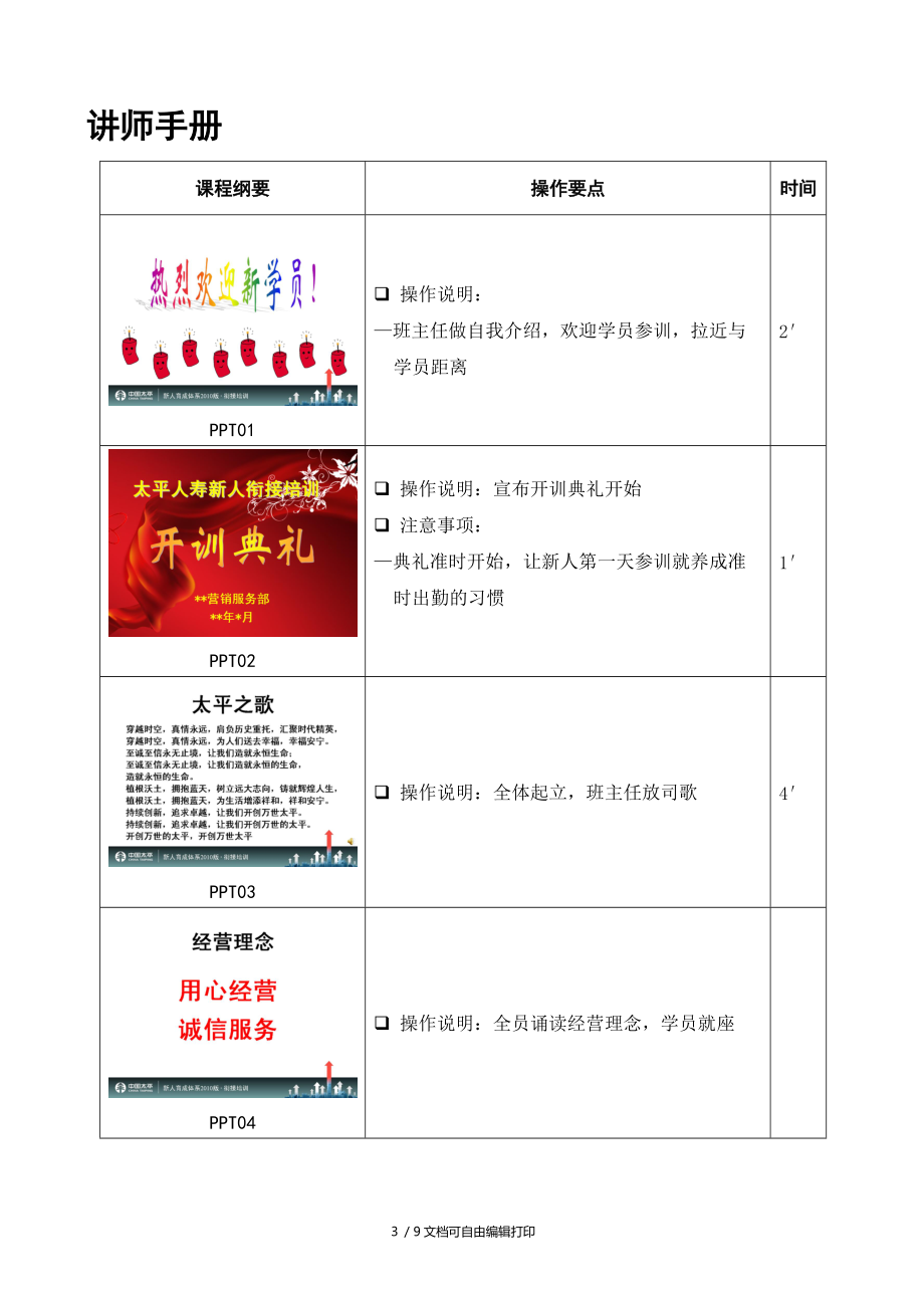 太平人寿新人衔接培训1.开训讲师手册.doc_第3页