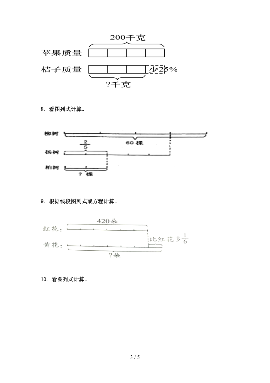 青岛版2021六年级数学上学期看图列方程计算考试专项练习.doc_第3页