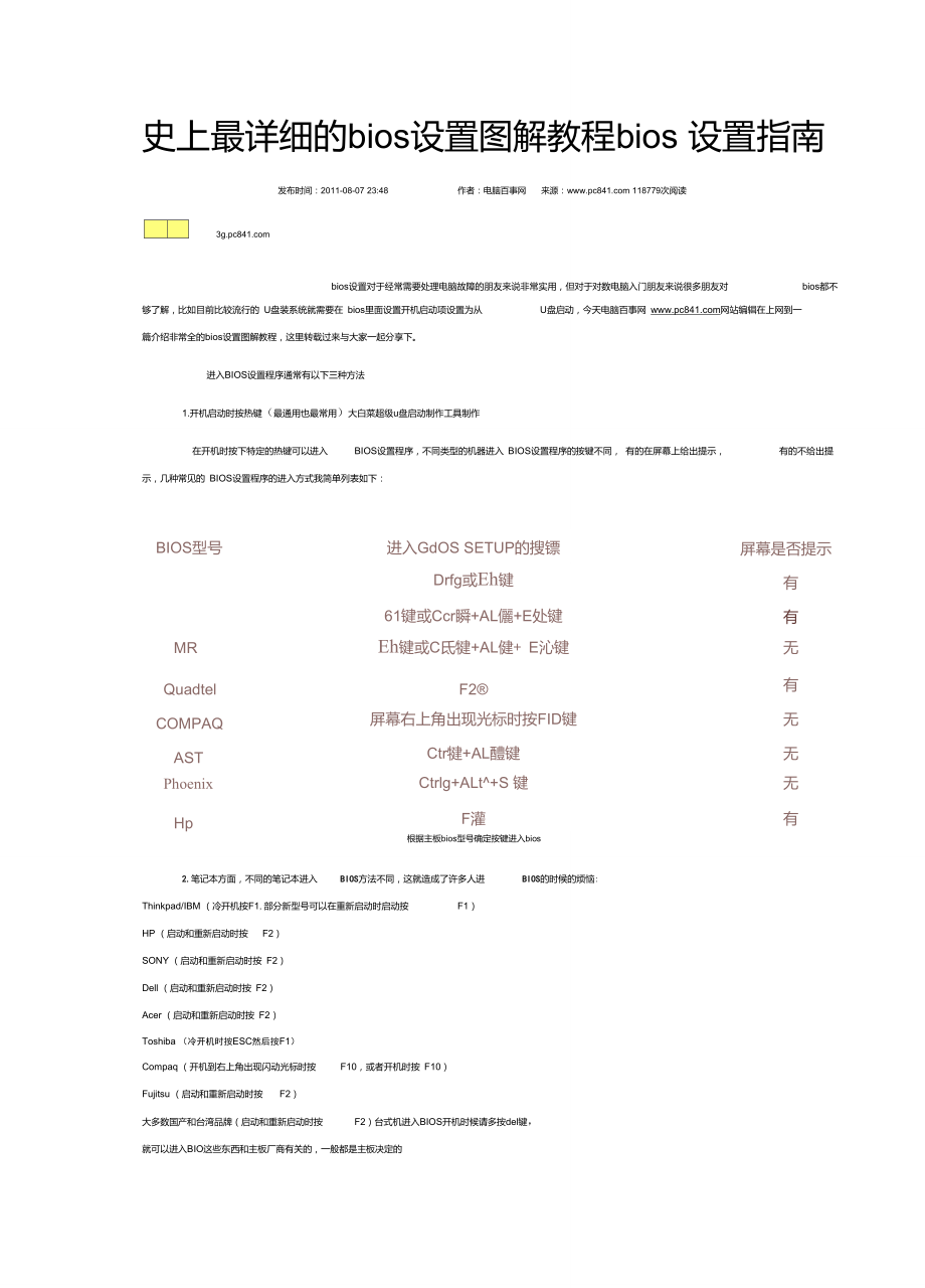 史上最详细的bios设置图解教程bios设置指南.doc_第1页