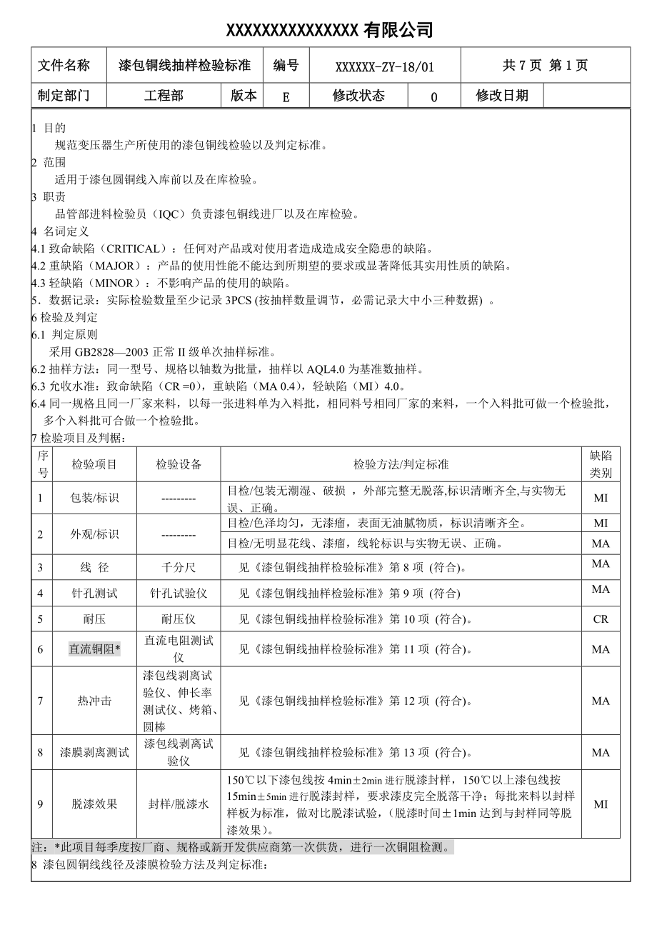 1漆包线圆铜线检验标准.doc_第1页