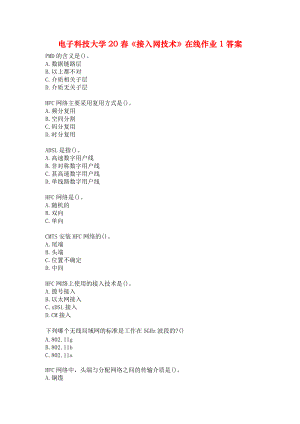 电子科技大学20春《接入网技术》在线作业1答案.docx